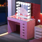 VanitiBar Veronica 3.0 – Glass Top Makeup Vanity Desk with Drawers