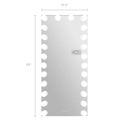 LUXE Monroe Hollywood Full Length Mirror with 24 Dimmable LED Bulbs & Bluetooth - LP Replenish