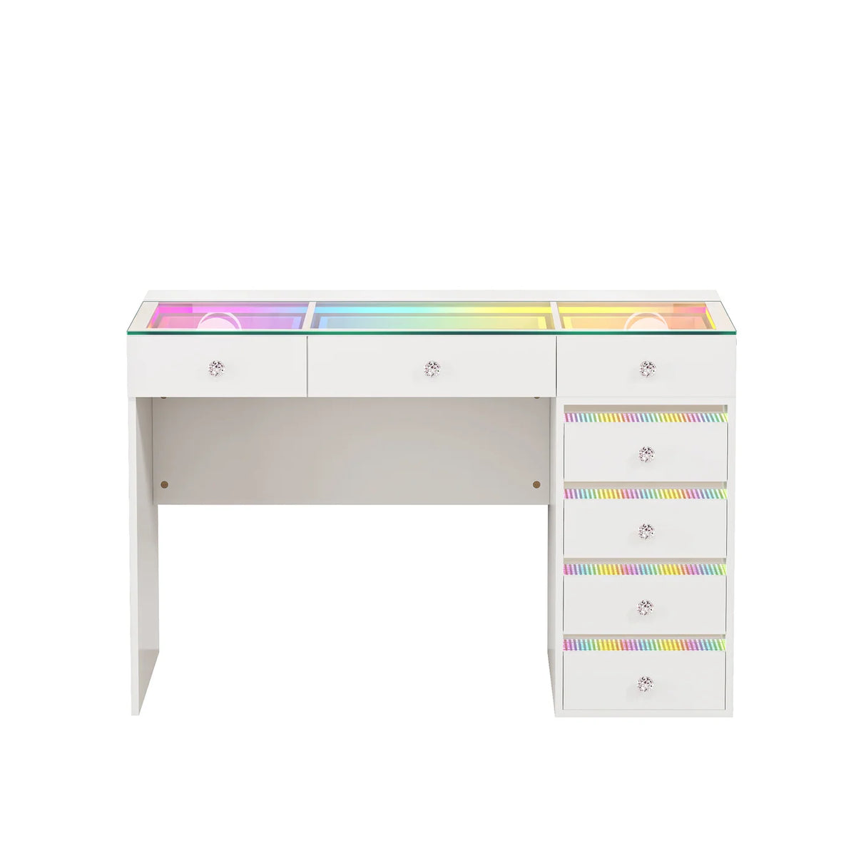 VanitiBar Solara 7 | 7 Drawer Makeup Vanity with RGB Lights, USB & Type-C Ports