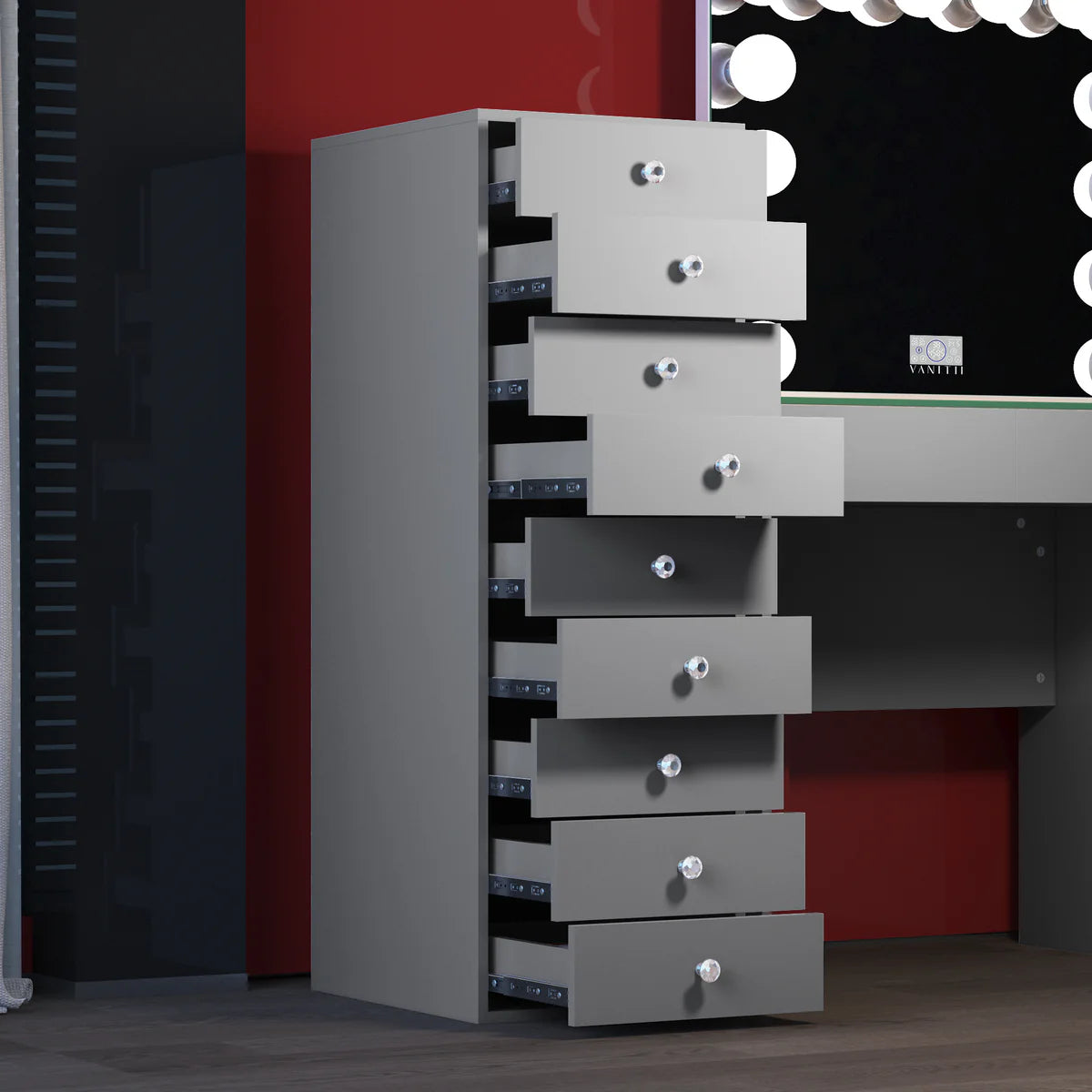 VanitiStack Tower Pro | Nine Lighted Storage Drawers