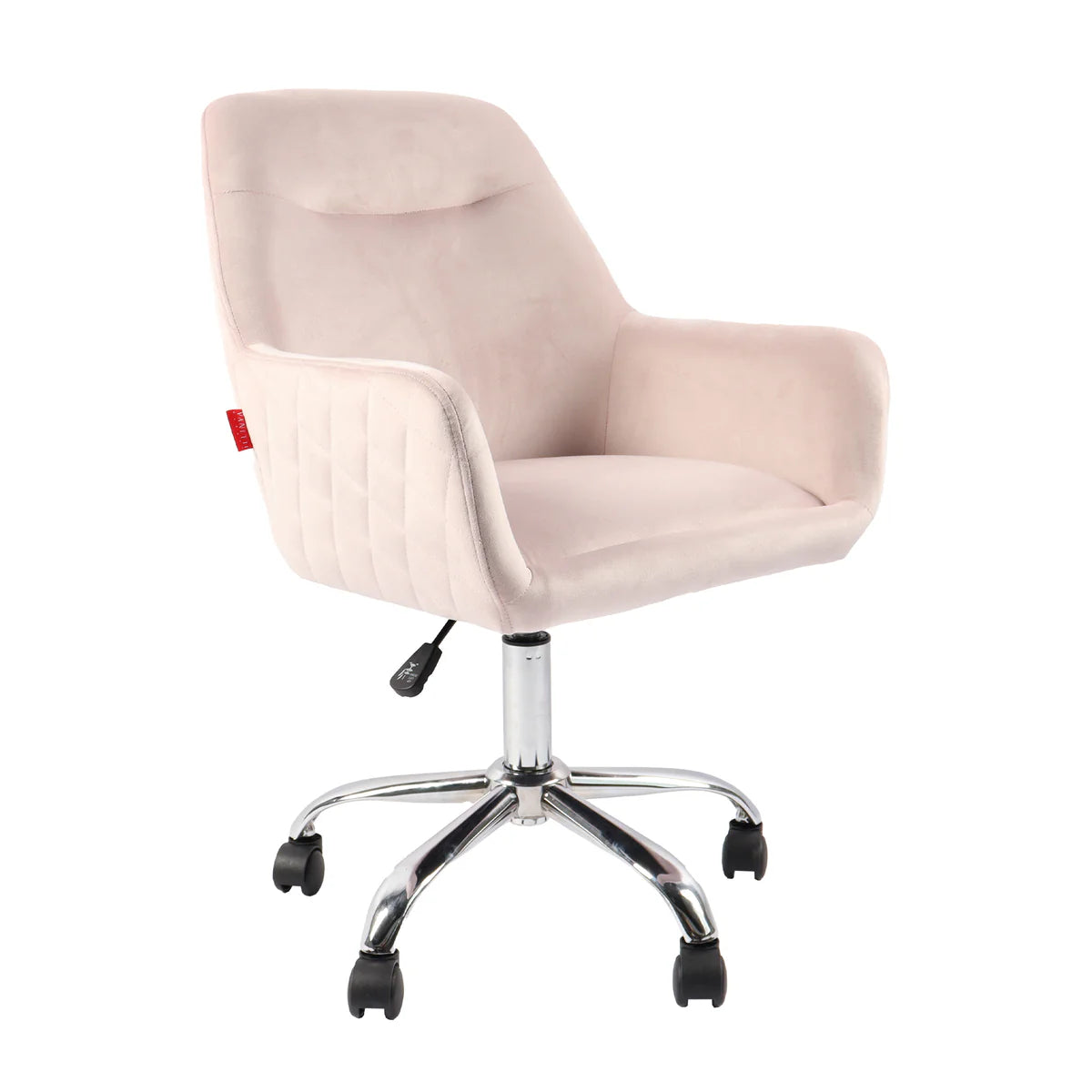 VanitiSeat Bellezza | Swivel Adjustable Velvet Chair, Cream, Pink & Grey