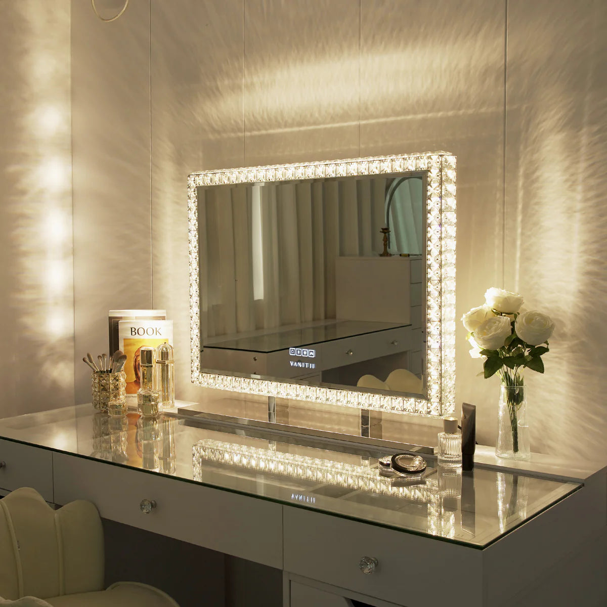 Diamond LED Vanity Mirror | Light-Up Crystal Makeup Mirror Diamond LED Vanity Mirror | Light-Up Crystal Makeup Mirror