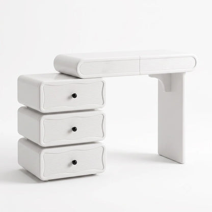 VanitiSet Vega | Extendable Vanity Table in High Gloss & 18 Bulb Bluetooth Mirror