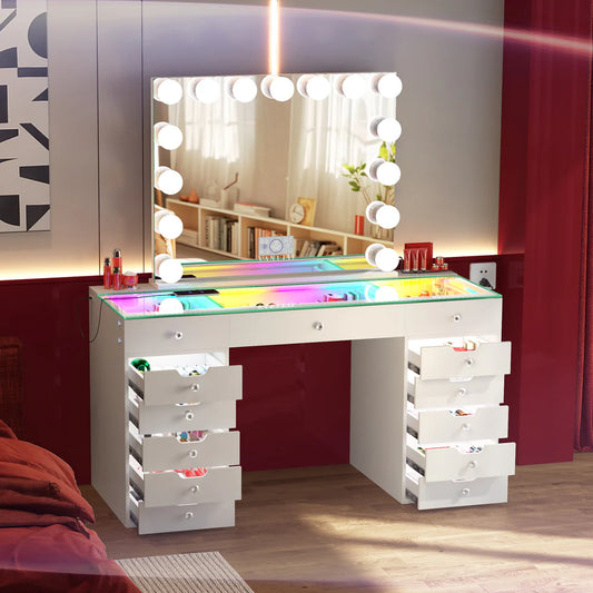 VanitiSet Pro Hollywood | Chic Vanity Table & LED Mirror Combo