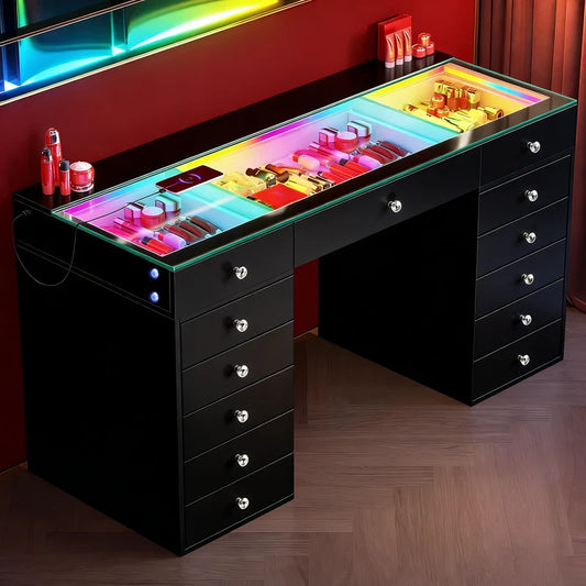 VanitiBar Solis | Large Modern Vanity Desk with RGB Lighting