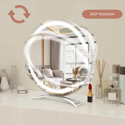 18 Inch Circular LED Vanity Lighted Mirror with Touch Control and 3-Color Dimmable Lighting - LP Replenish