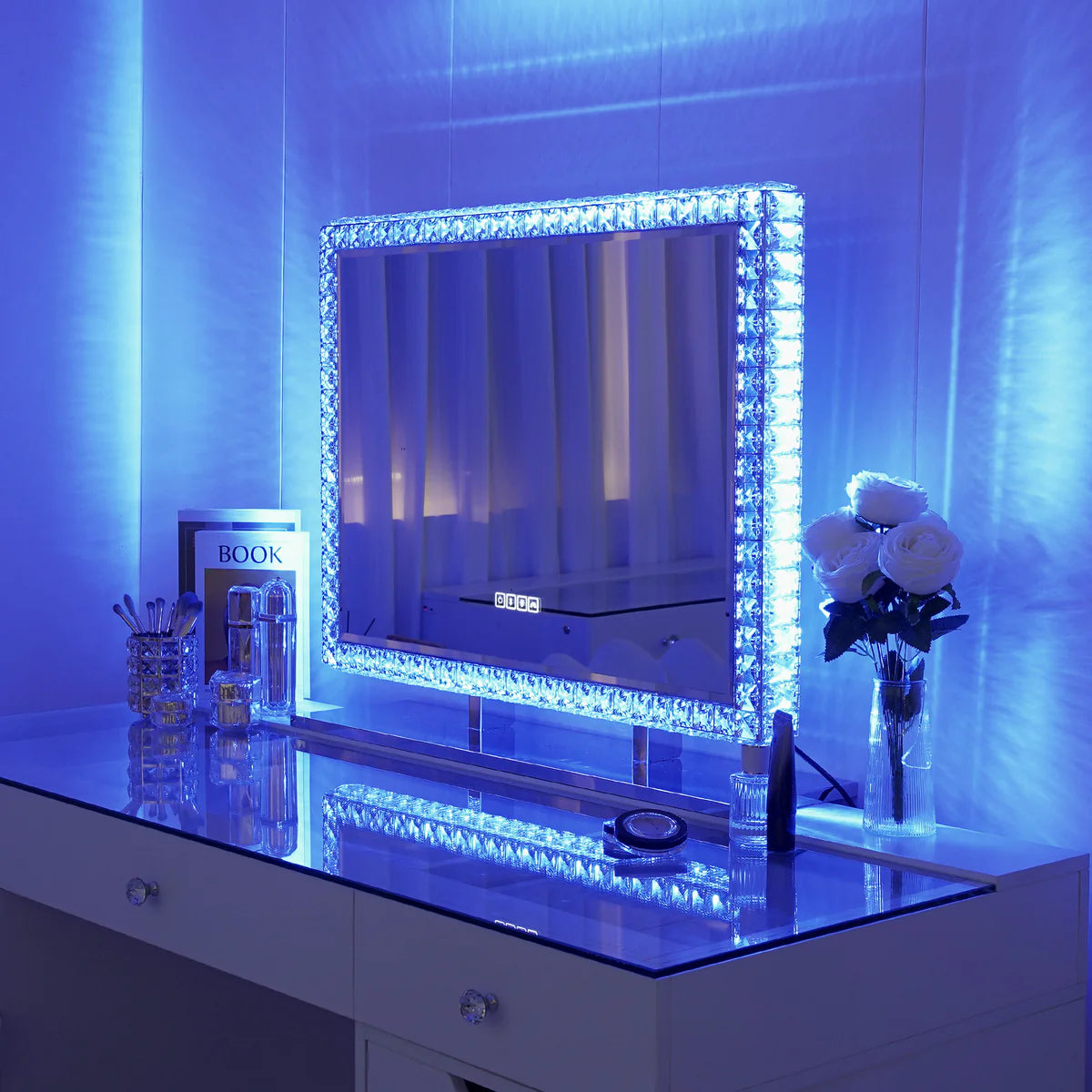 Diamond LED Vanity Mirror | Light-Up Crystal Makeup Mirror Diamond LED Vanity Mirror | Light-Up Crystal Makeup Mirror