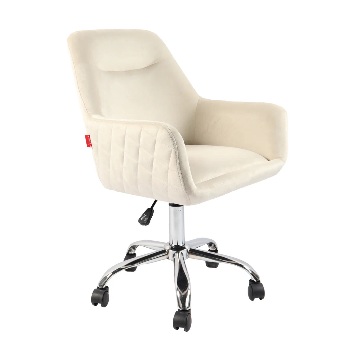 VanitiSeat Bellezza | Swivel Adjustable Velvet Chair, Cream, Pink & Grey