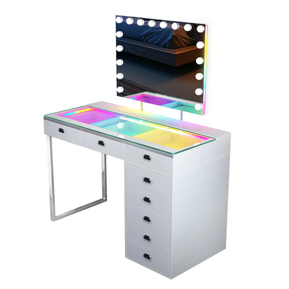 VanitiSet Royale | Luxury Vanity Desk and LED Mirror Set