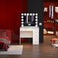 VanitiBar Veronica – Glass Top Makeup Vanity Desk with Drawers