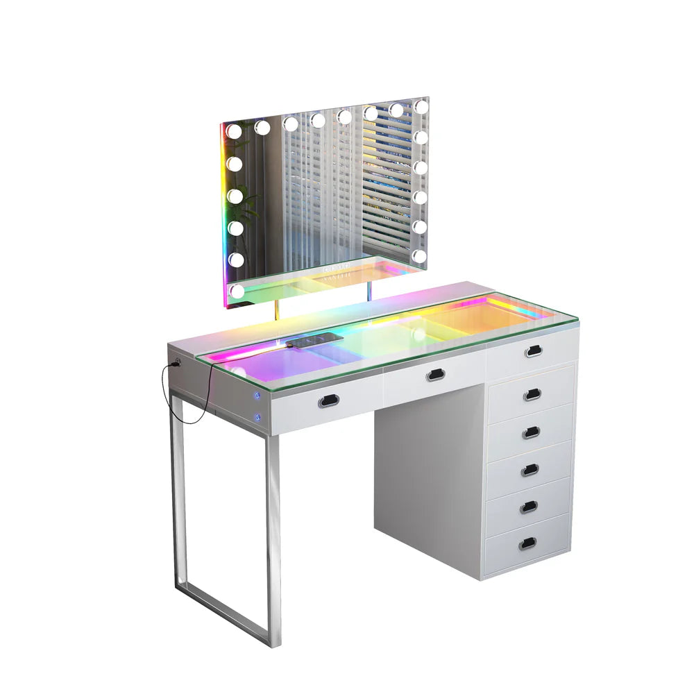 VanitiSet Royale | Luxury Vanity Desk and LED Mirror Set