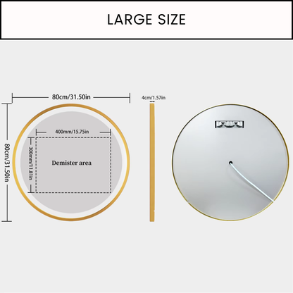 Round Bathroom Vanity Mirror with Gold Frame | Waterproof LED, 24 or 32 inch