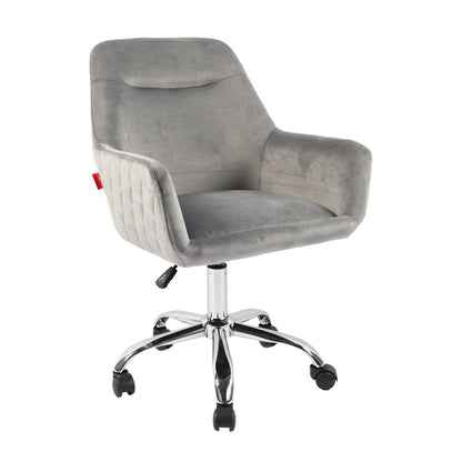 VanitiSeat Bellezza | Swivel Adjustable Velvet Chair, Cream, Pink & Grey