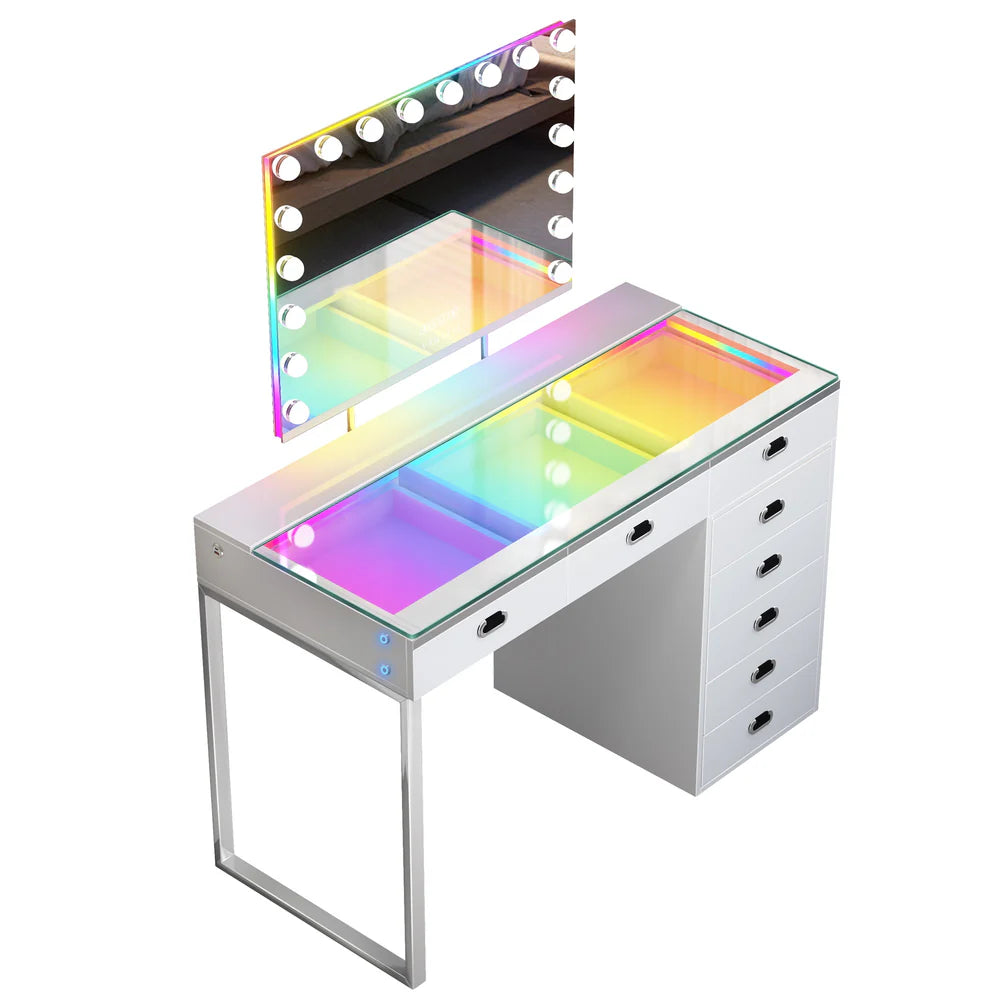 VanitiSet Royale | Luxury Vanity Desk and LED Mirror Set