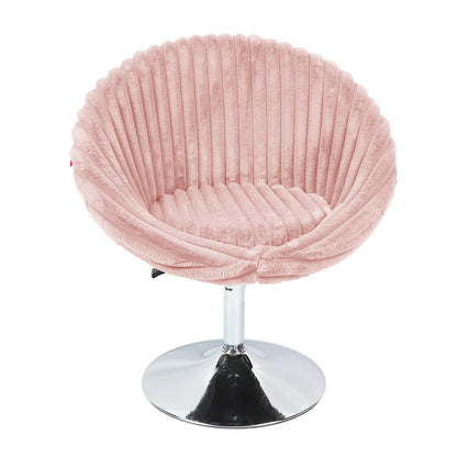 VanitiSeat LunaShell | Faux Rabbit Fur Swivel Vanity Chair, Adjustable Height