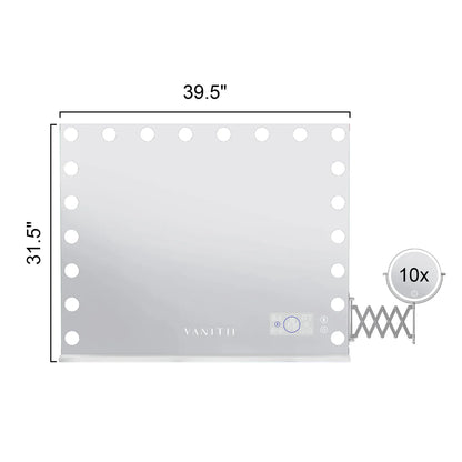 VanitiGlow Eclipse | Hollywood LED Vanity Mirror with 10x Extendable LED Magnifier