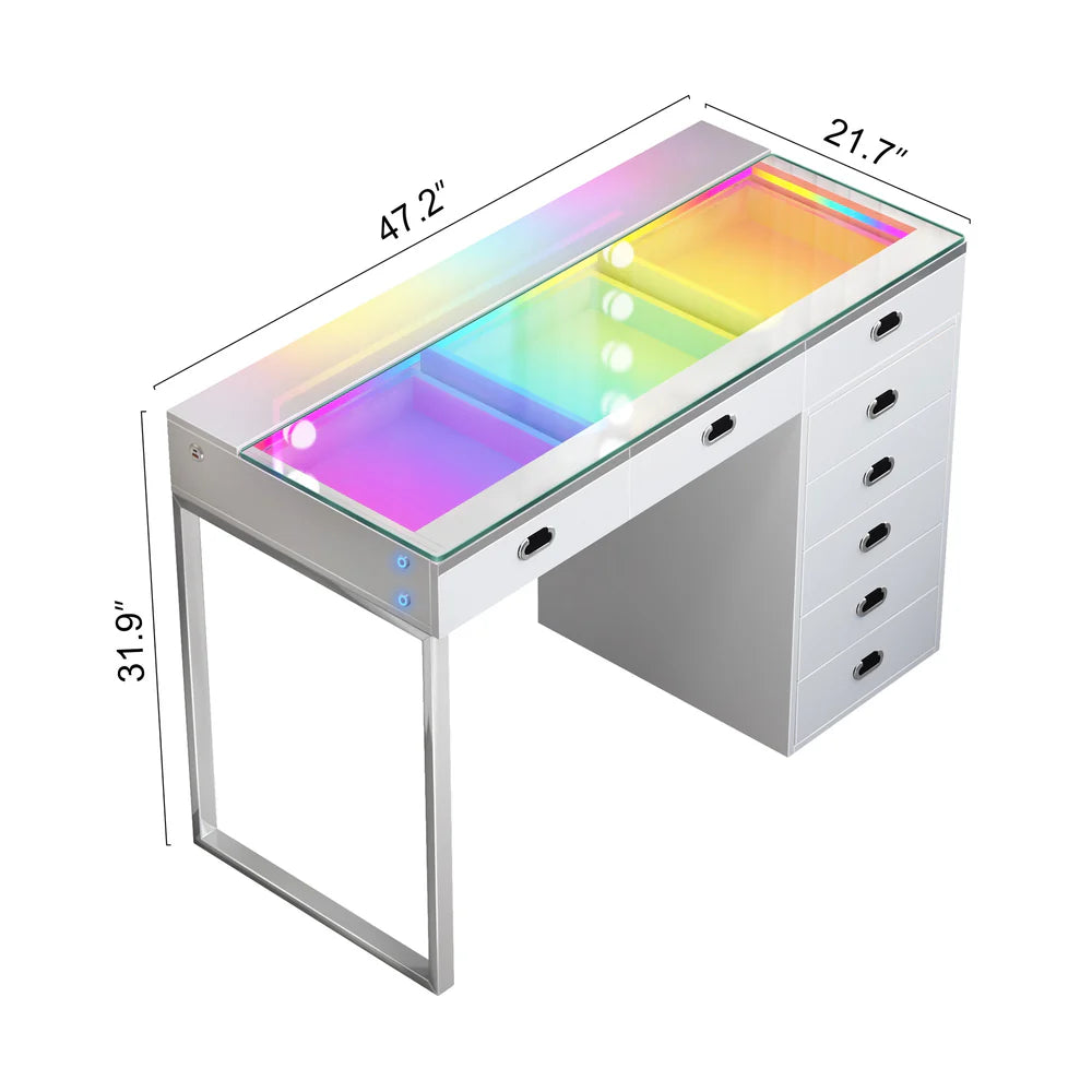 VanitiBar Royale | Luxury Vanity Desk with 8 Drawers