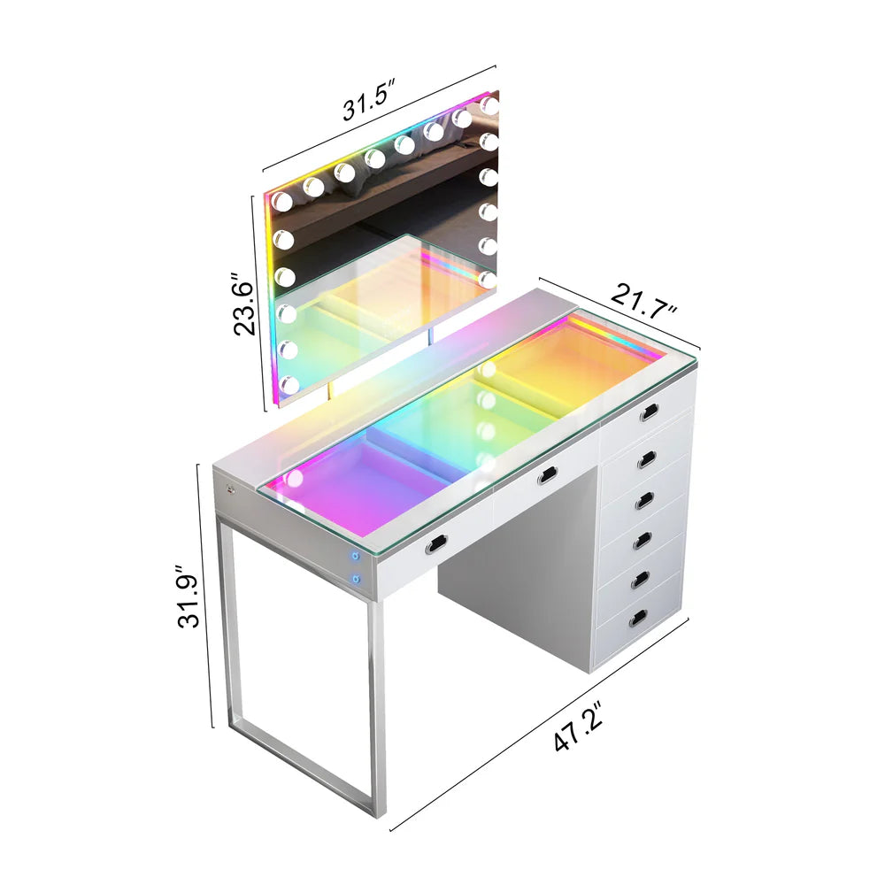 VanitiSet Royale | Luxury Vanity Desk and LED Mirror Set