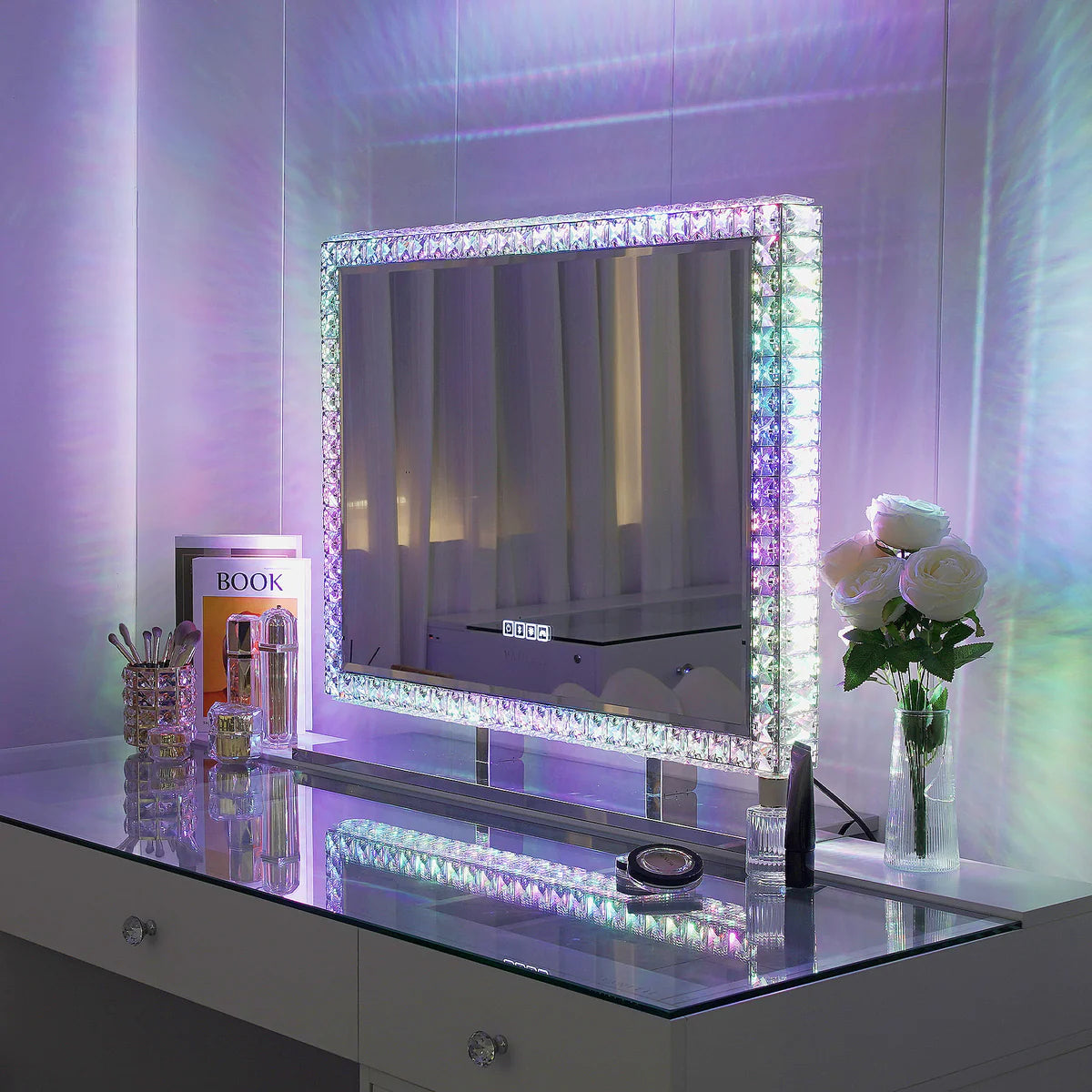 Diamond LED Vanity Mirror | Light-Up Crystal Makeup Mirror Diamond LED Vanity Mirror | Light-Up Crystal Makeup Mirror