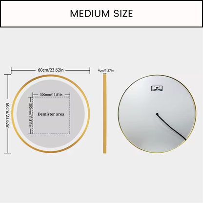 Round Bathroom Vanity Mirror with Gold Frame | Waterproof LED, 24 or 32 inch