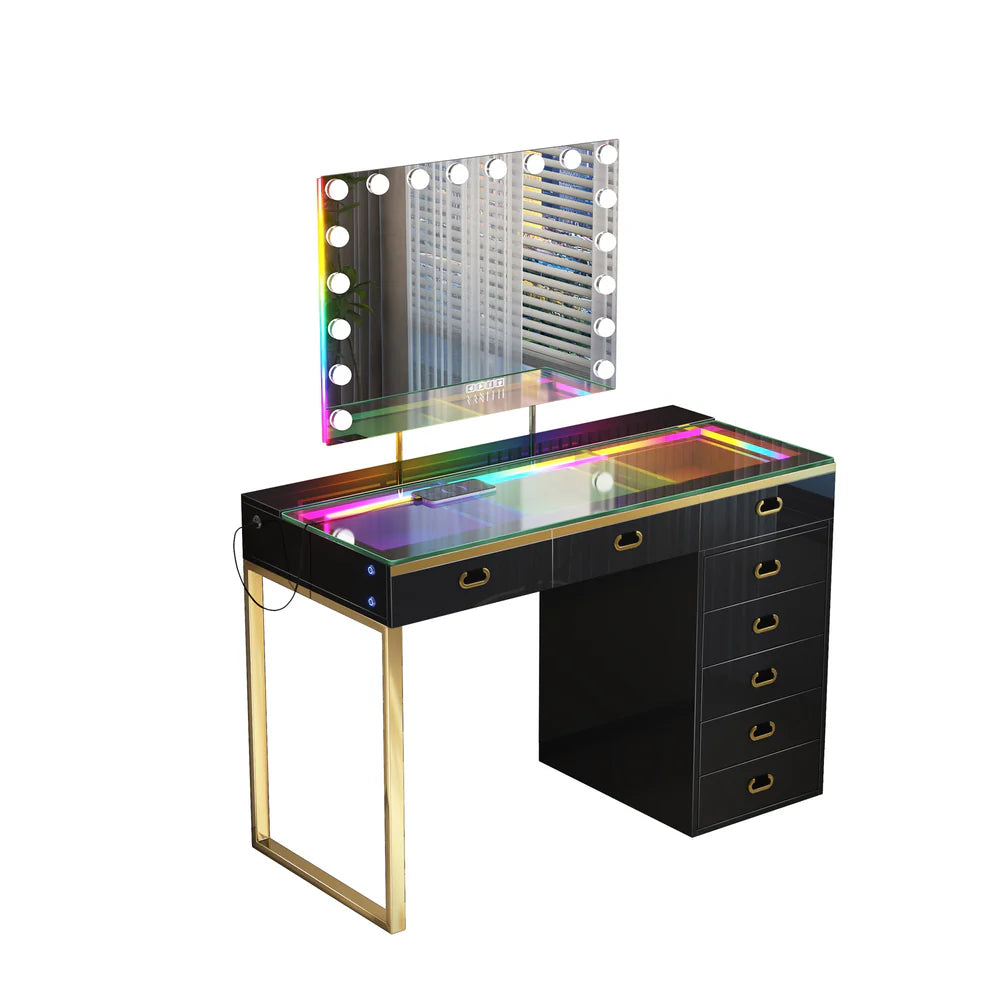 VanitiSet Royale | Luxury Vanity Desk and LED Mirror Set