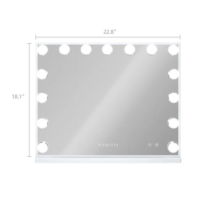 LUXE Large Hollywood Vanity Mirror with Bluetooth - 15 Dimmable LED Bulbs & USB Charging Port - LP Replenish