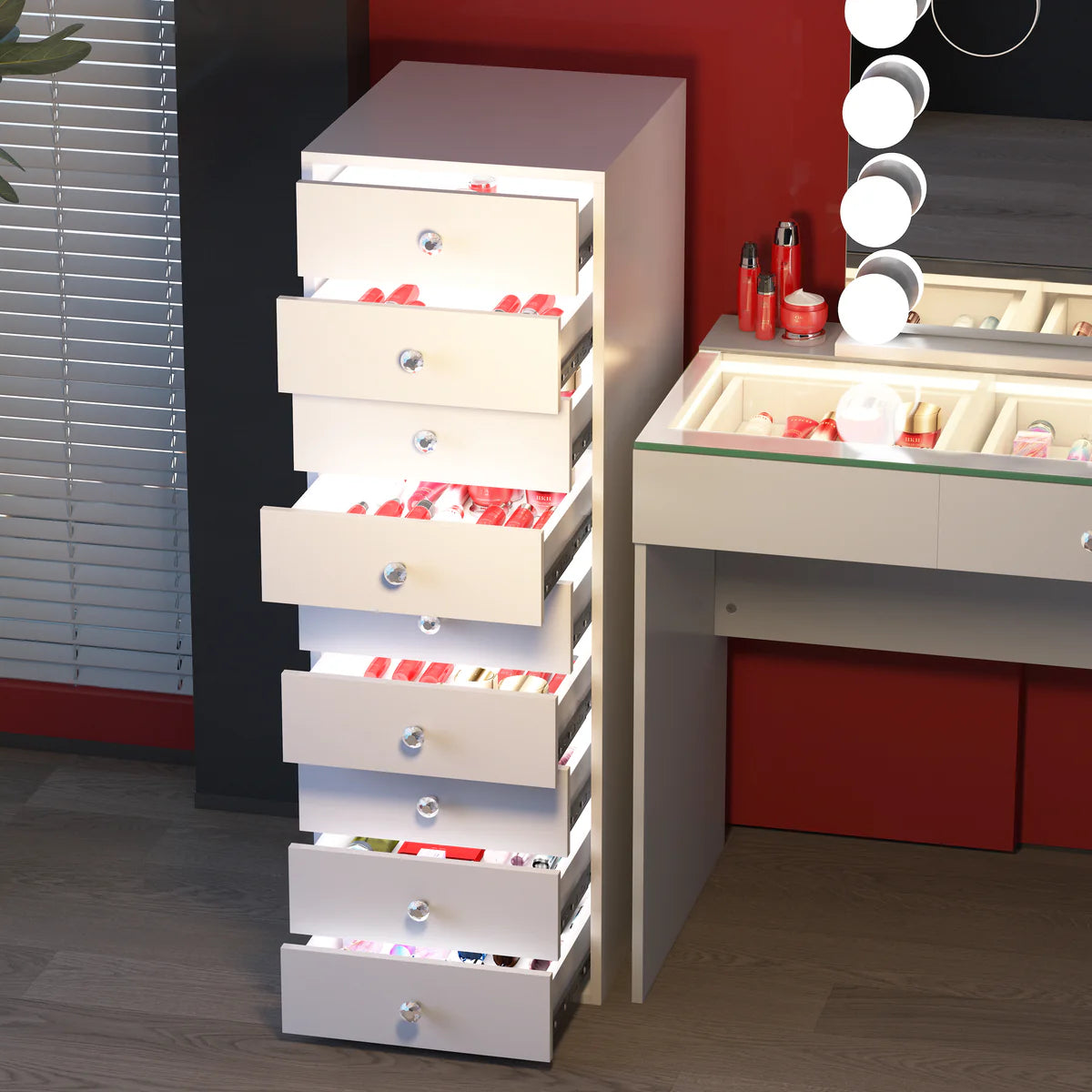 VanitiStack Tower Pro | Nine Lighted Storage Drawers