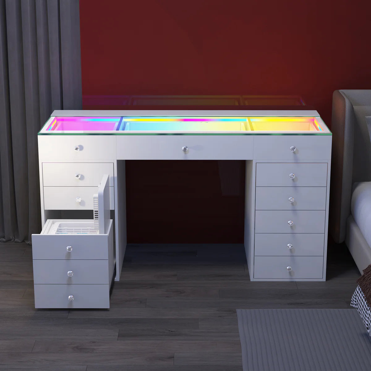 VanitiBar Chill | Vanity Desk with Built In Mini Fridge