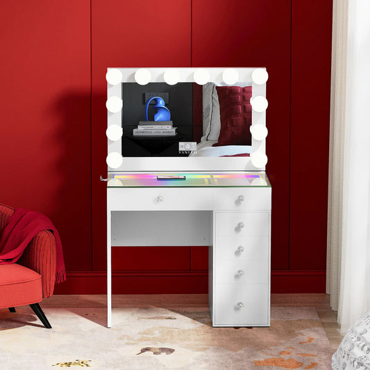 VanitiSet Veronica Vault – Luxury Makeup with LED Mirror & 6 Drawers