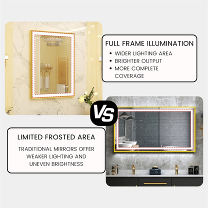 Gold Frame LED Bathroom Mirror with Dimmable Lights and Anti-Fog