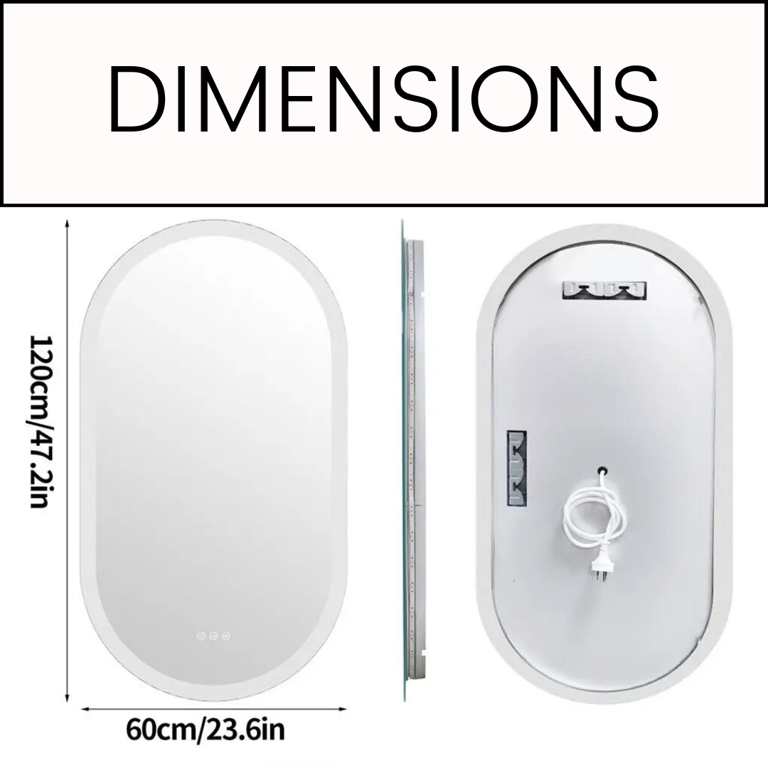 Oval Backlit Bathroom Vanity Mirror with Demister Pad