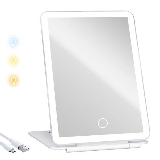 VanitiGlow Portable LED Travel Vanity Mirror – USB Rechargeable, Touch‑Dimmer, Mini & Regular