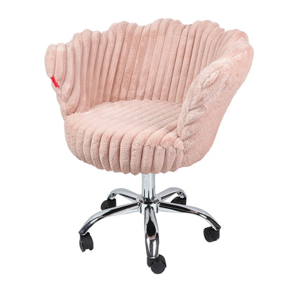 VanitiSeat Anna Luxe Fur Swivel Vanity Chair with Wheels