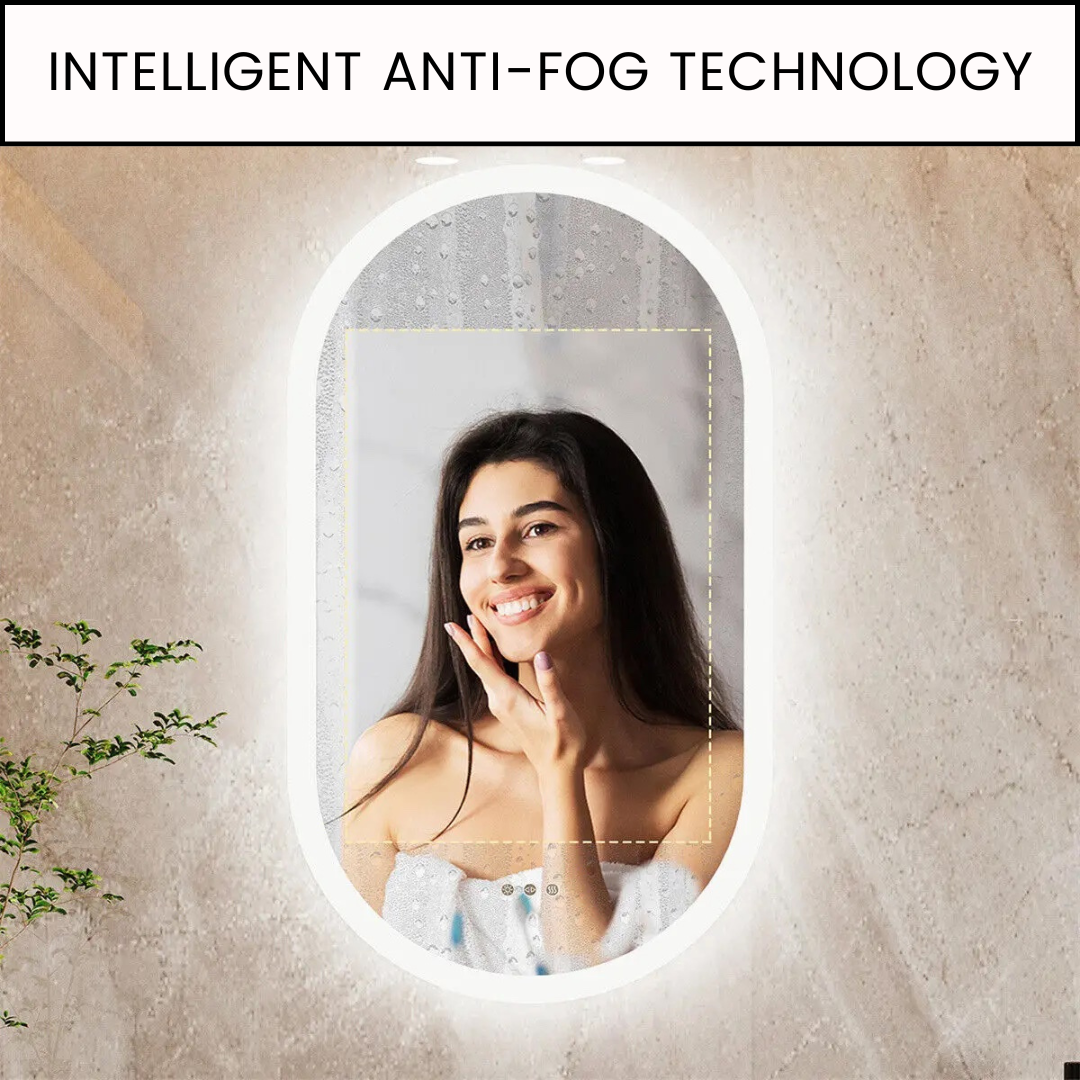 Oval Backlit Bathroom Vanity Mirror with Demister Pad