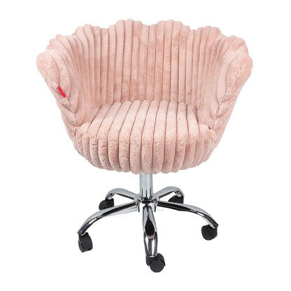 VanitiSeat Anna Luxe Fur Swivel Vanity Chair with Wheels