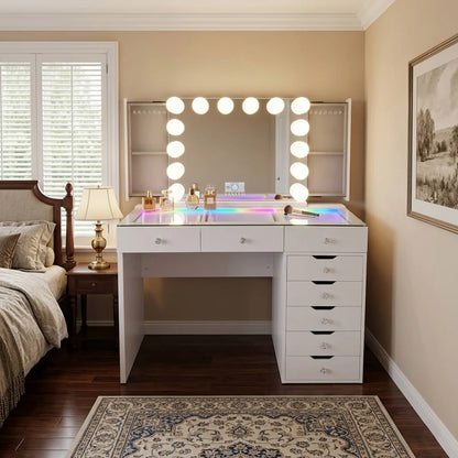 VanitiSet Pixie Atelier | 8 Drawer Desk & Jewelry Storage Mirror Set