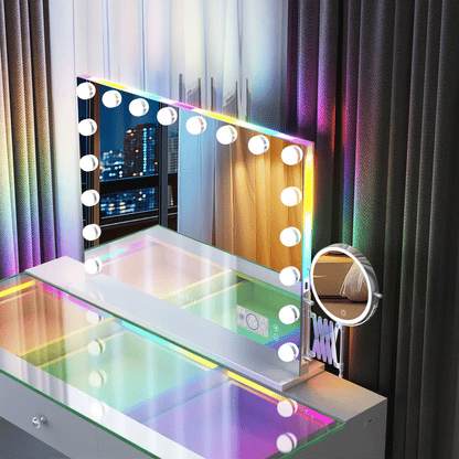 VanitiGlow Eclipse | Hollywood LED Vanity Mirror with 10x Extendable LED Magnifier
