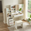 Vanity Table with LED Mirror, Adjustable Lighting, Storage, and Stool - LP Replenish