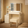 Vanity Table with LED Mirror, Adjustable Lighting, Storage, and Stool - LP Replenish