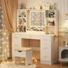 LED Vanity Desk with Stool, Charging Station, and 7 Drawers - LP Replenish