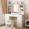 LED Vanity Desk with Stool, Charging Station, and 7 Drawers - LP Replenish