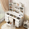 LED Vanity Desk with Stool, Charging Station, and 7 Drawers - LP Replenish