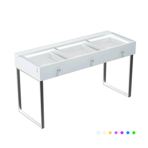 VanitiBar Icon 3.0 | Glass Top Vanity Desk with Drawers & RGB Lighting