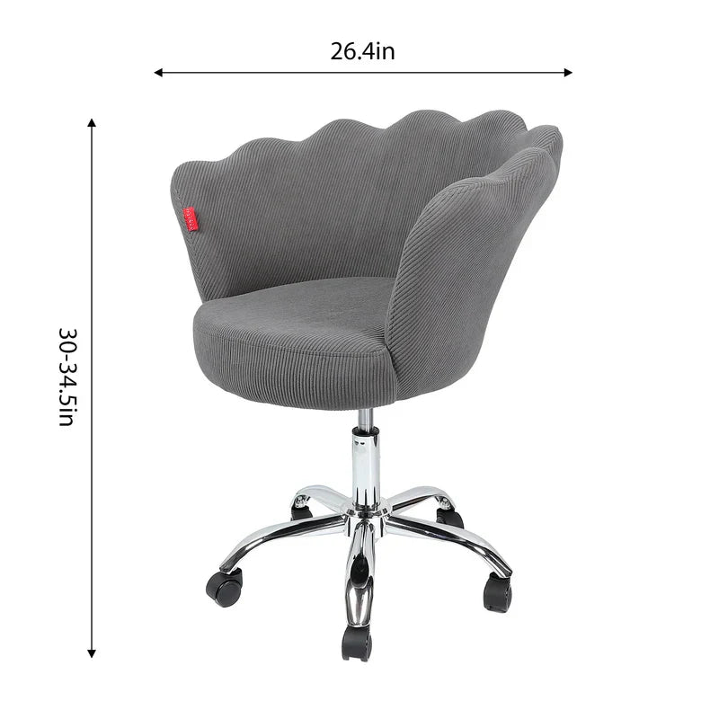 VanitiSeat Rosette | Corduroy Swivel Vanity Chair, Adjustable Height