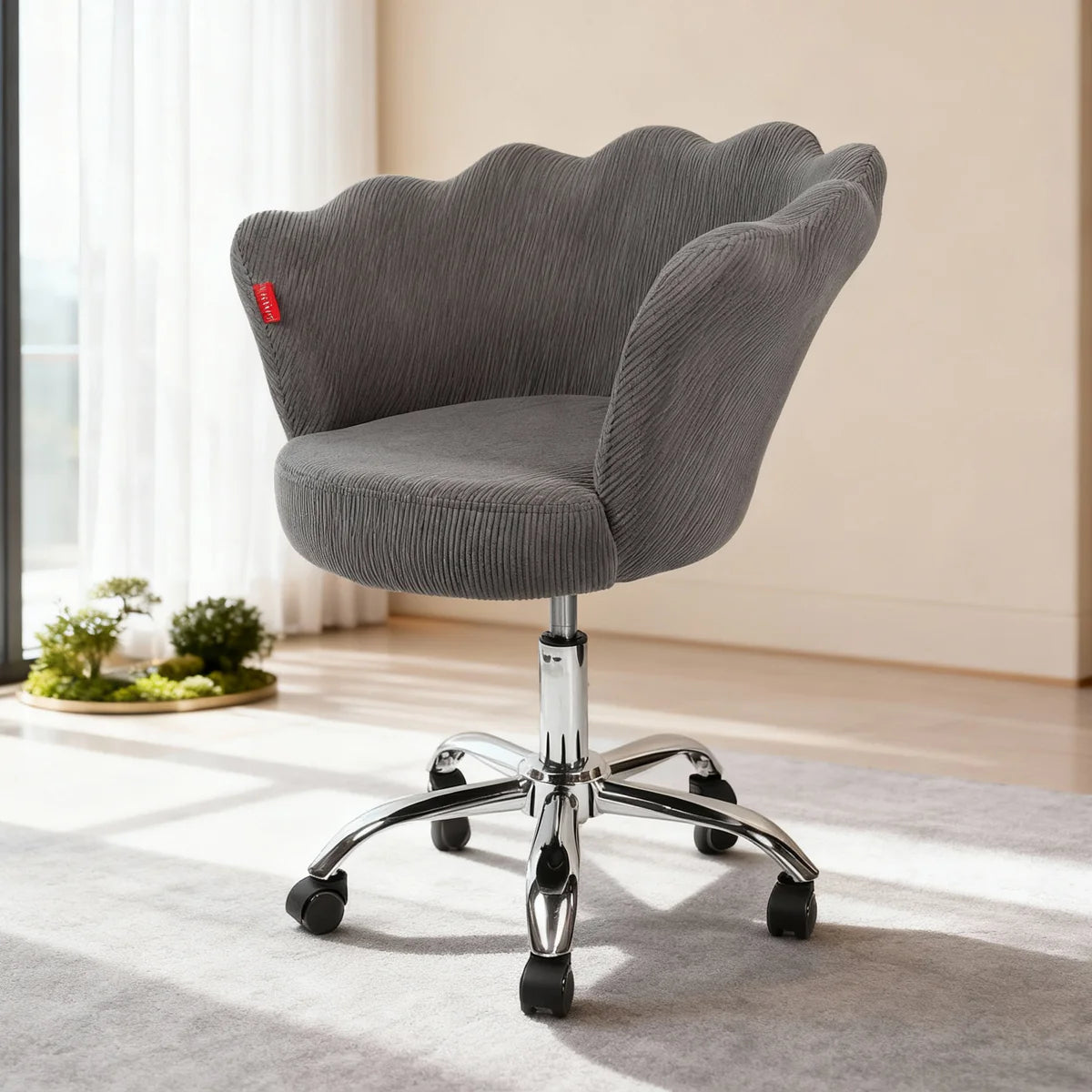 VanitiSeat Rosette | Corduroy Swivel Vanity Chair, Adjustable Height