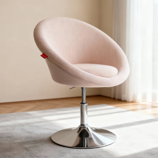 VanitiSeat Bella | Corduroy Vanity Chair, Adjustable Height, Swivel Base, Pink & Grey