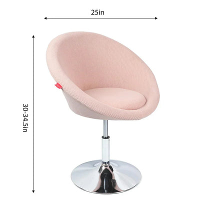VanitiSeat Bella | Corduroy Vanity Chair, Adjustable Height, Swivel Base, Pink & Grey