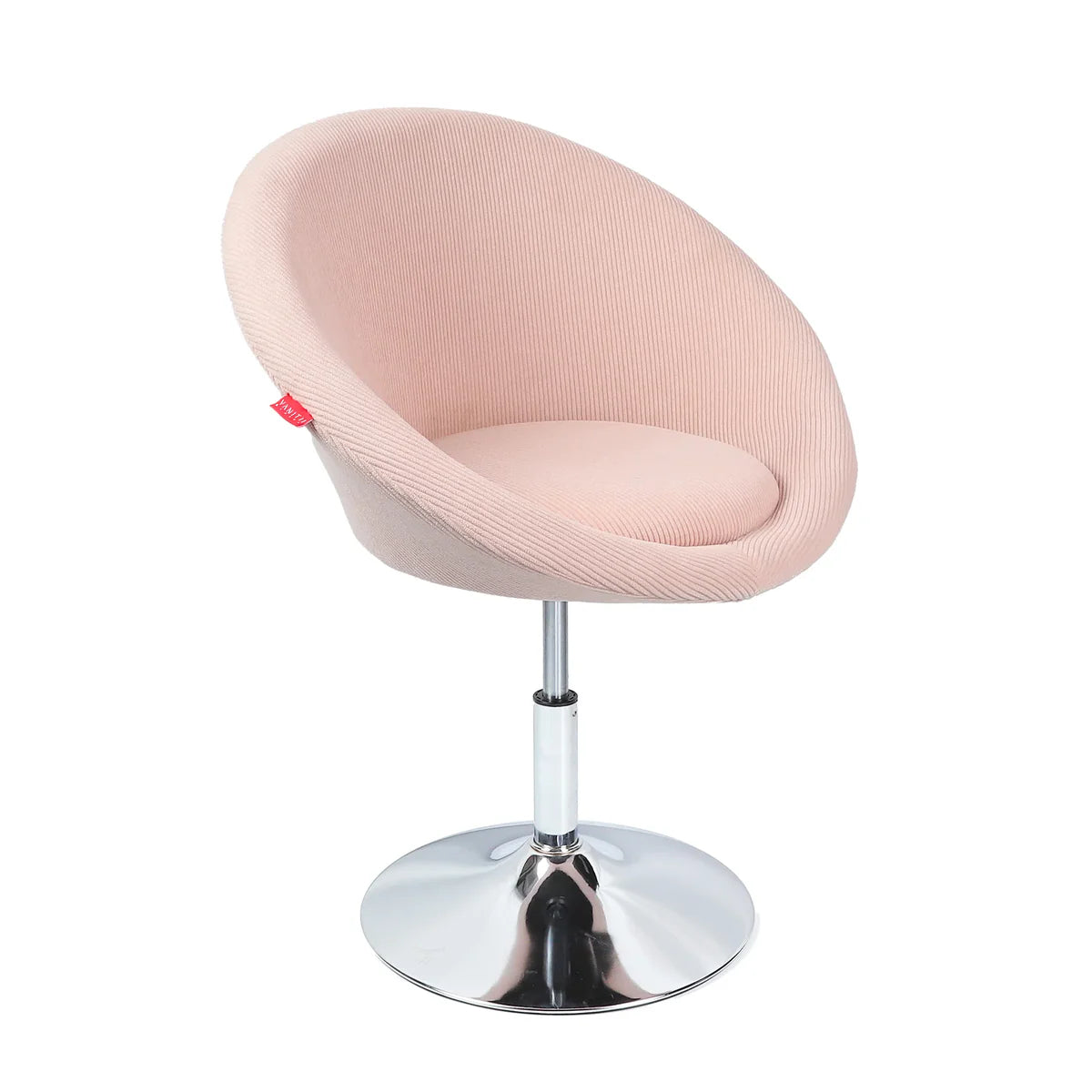 VanitiSeat Bella | Corduroy Vanity Chair, Adjustable Height, Swivel Base, Pink & Grey