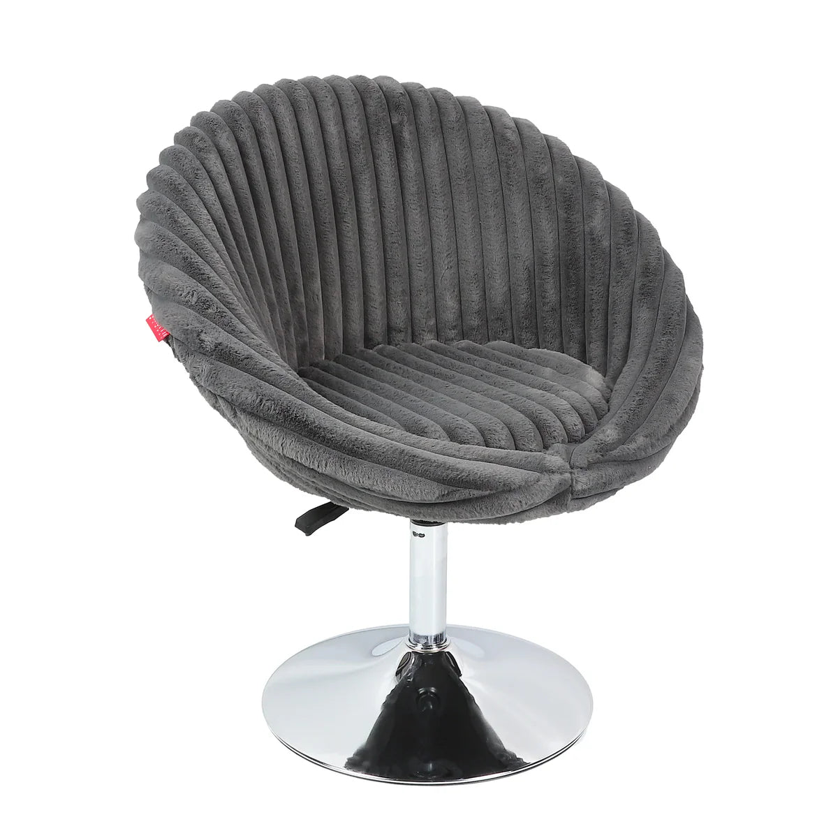 VanitiSeat LunaShell | Faux Rabbit Fur Swivel Vanity Chair, Adjustable Height