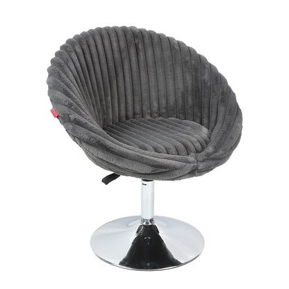 VanitiSeat LunaShell | Faux Rabbit Fur Swivel Vanity Chair, Adjustable Height